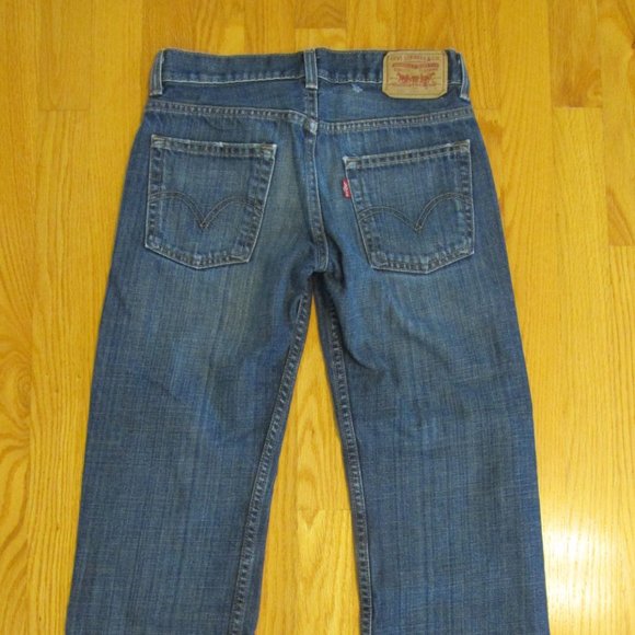 LEVI'S 569 BOY'S SIZE 10 R (28 X 25) JEANS DARK BLUE SLUB DENIM LOOSE GIRL'S RED - Picture 6 of 16
